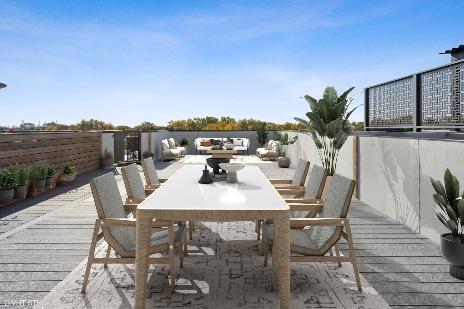 2751 West Lawrence Avenue, Unit 3W Chicago, IL 60625 - Photo 17 of 21 a view of a dinning table and chairs on the roof deck