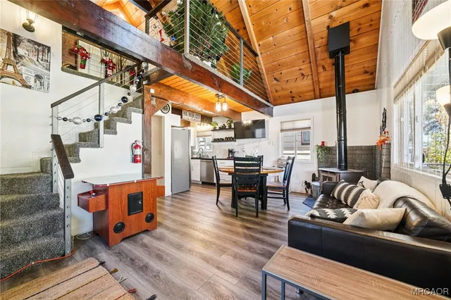 a outdoor space with patio furniture and wooden floor