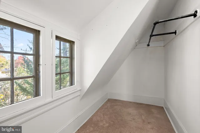 a view of a room with a window