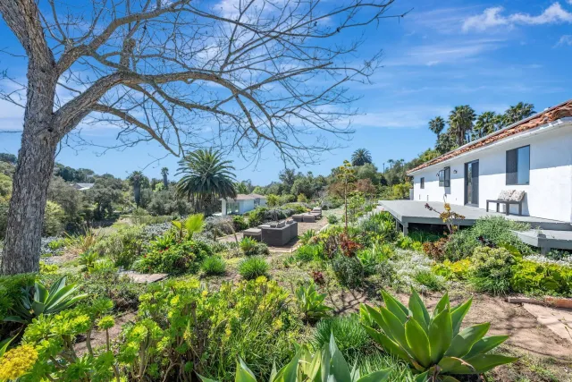 a view of a balcony with couches and potted plants