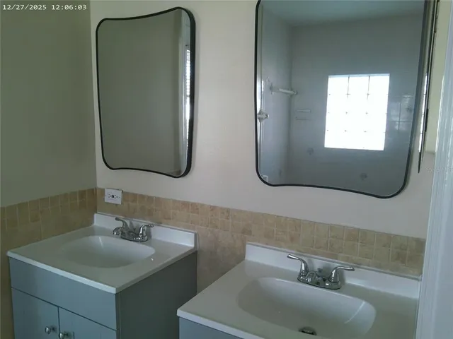 a bathroom with a window