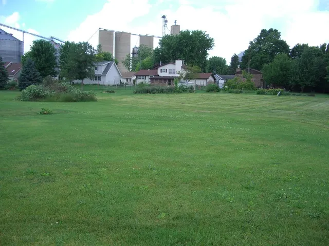 a backyard of a house with lots of green space