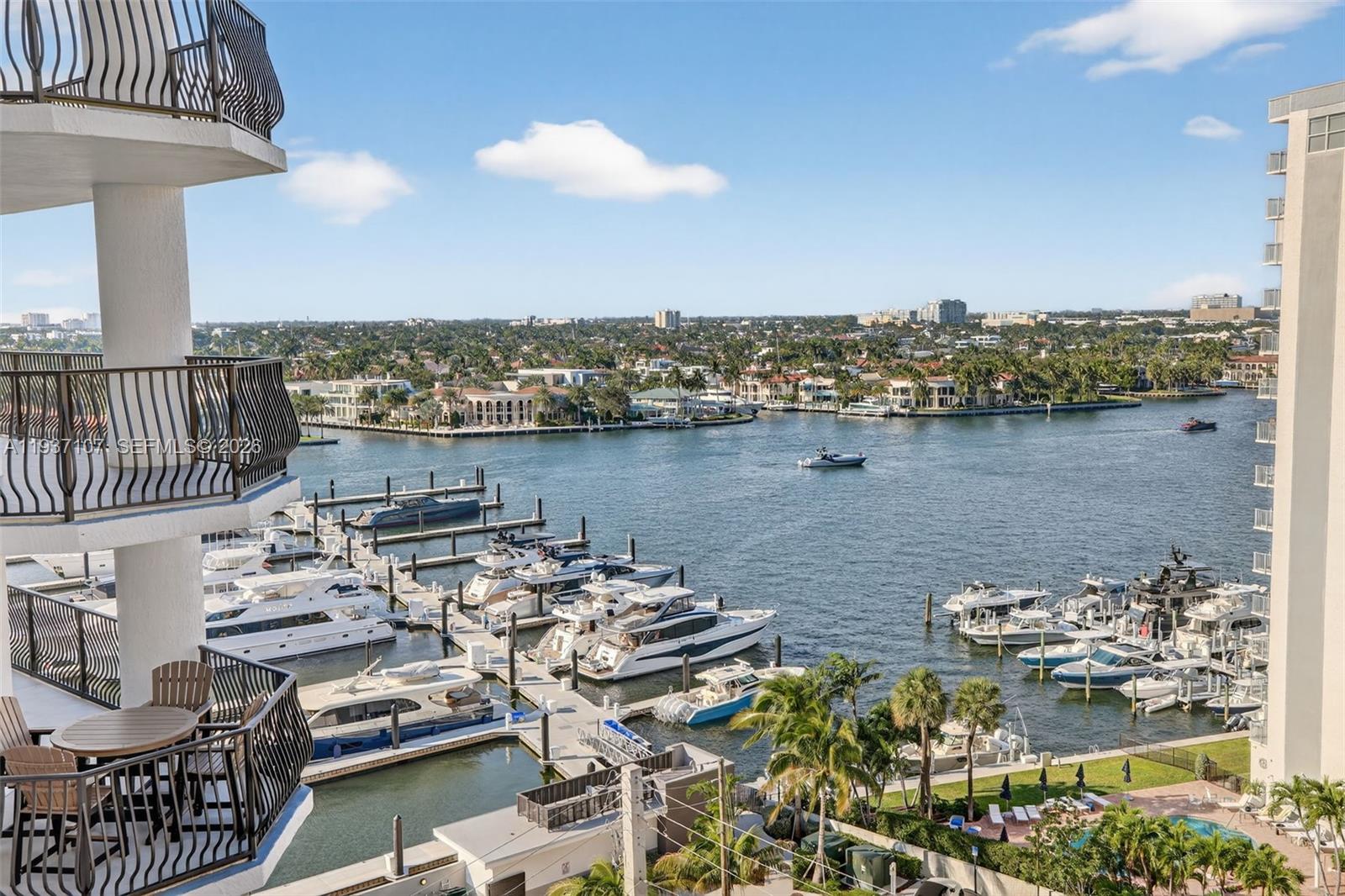 100 South Birch Road, Unit 1103F Fort Lauderdale, FL 33316 - Photo 17 of 80 View from the balcony to Intracoastal and the new luxury mega yacht marina. Visualize the view at night, with all homes lit, and the lights bouncing off the waterway.