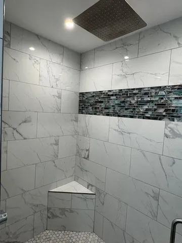 a bathroom with a shower