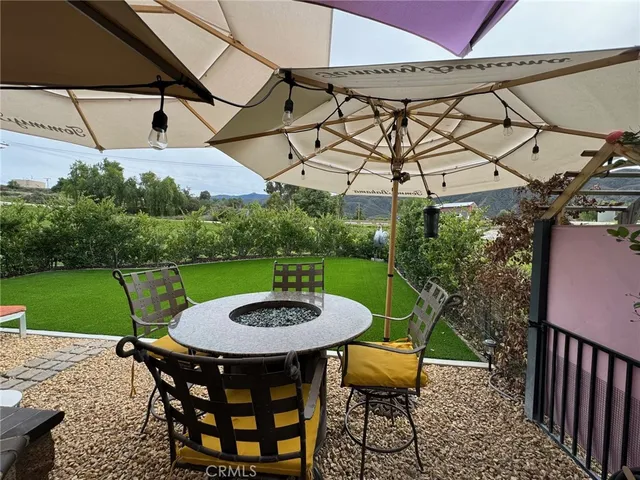 a table and chairs in the patio