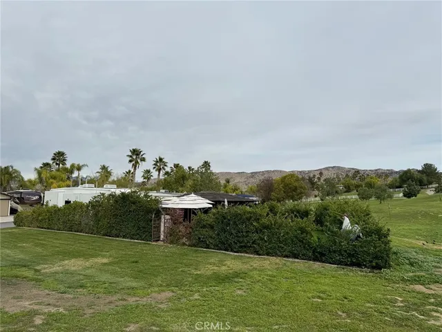 a view of a garden with a lake