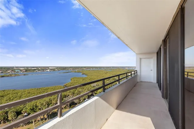 a view of a city and ocean view