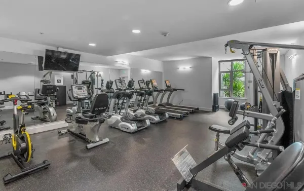 a view of a room with gym equipment