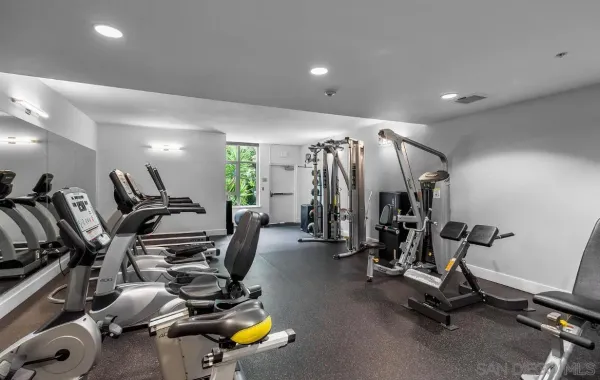 a view of a room with gym equipment