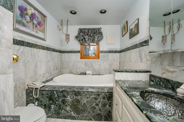 a bathroom with a sink a toilet and mirror