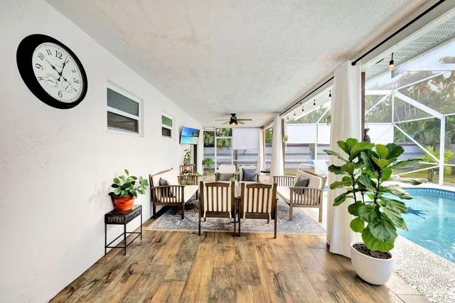 a view of entryway with wooden floor