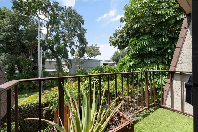 an outdoor view with patio