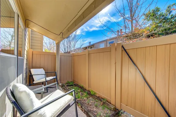 a view of sitting area in the backyard