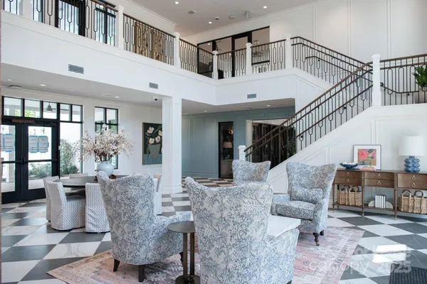 a living room with furniture