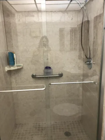 a bathroom with a shower