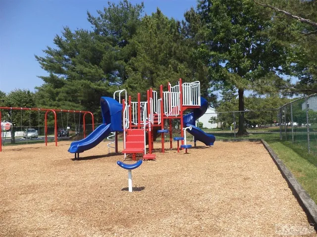 a view of park with slide
