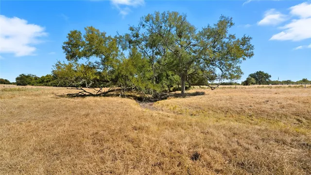 a view of a lake with houses in the background