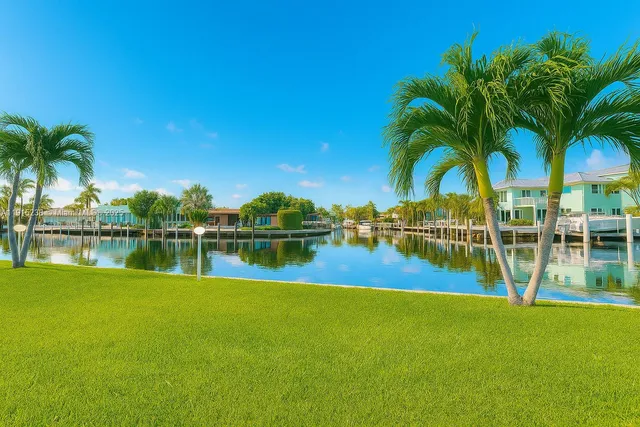 a view of a swimming pool with a lake view