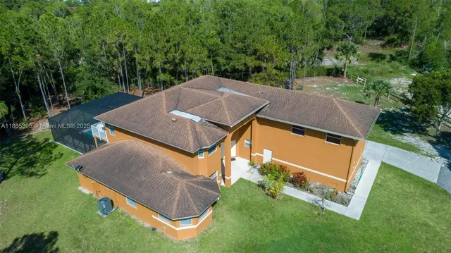 an aerial view of a house
