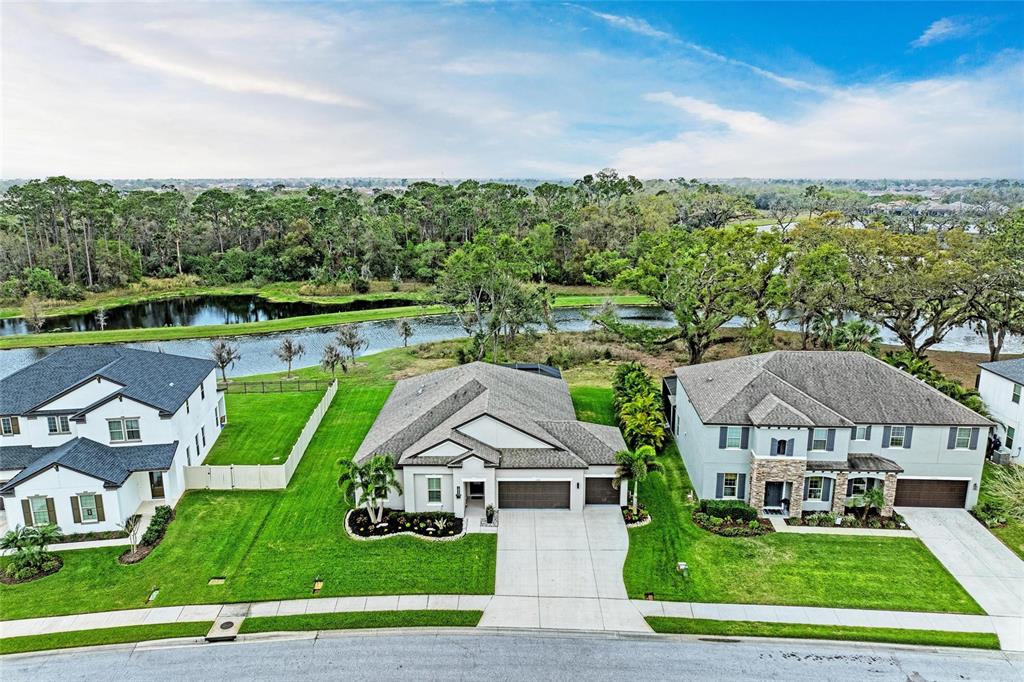 an aerial view of a house