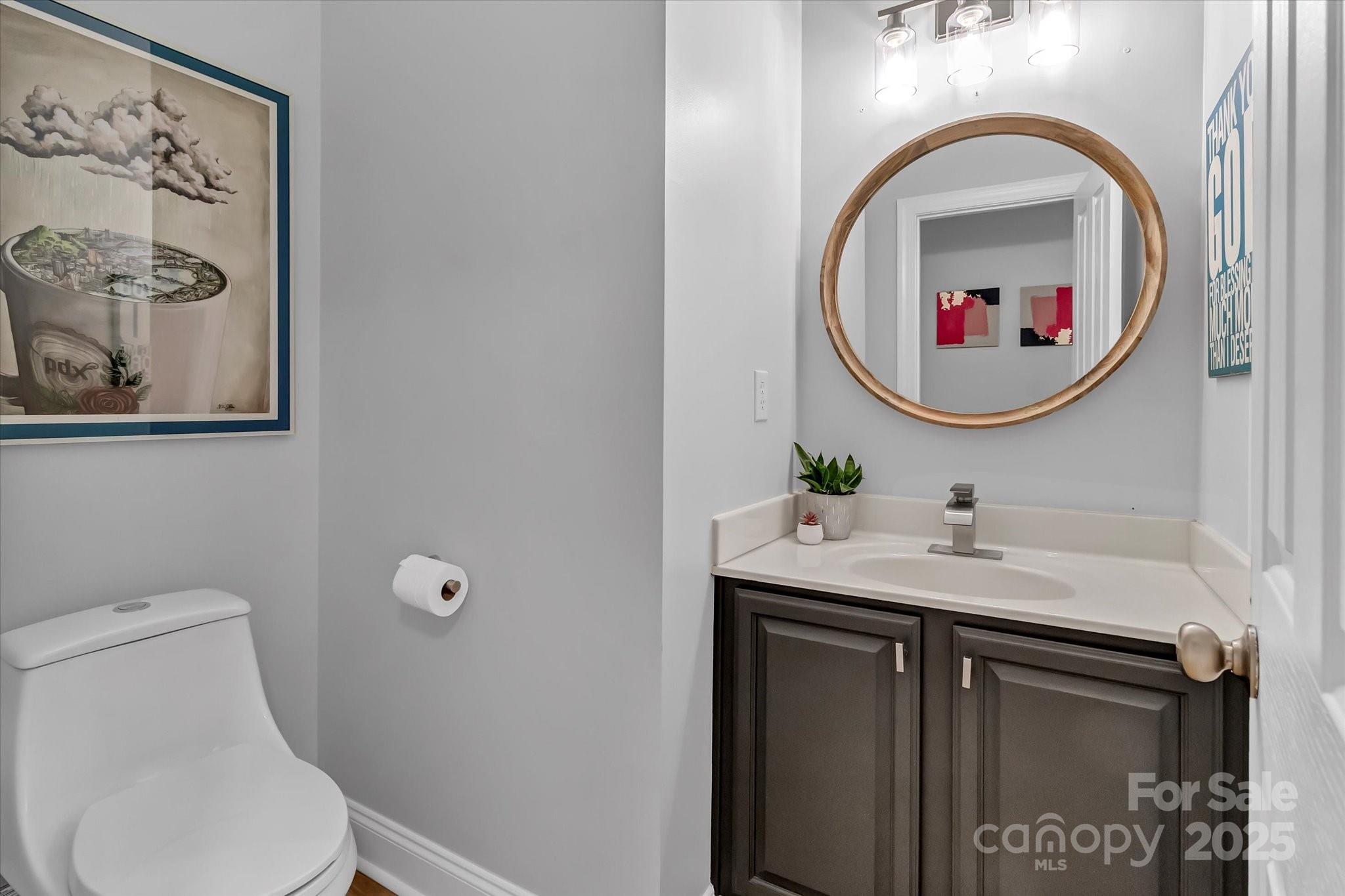 835 Ryans Place Fort Mill, SC 29715 - Photo 23 of 37 a bathroom with a toilet a sink and a mirror
