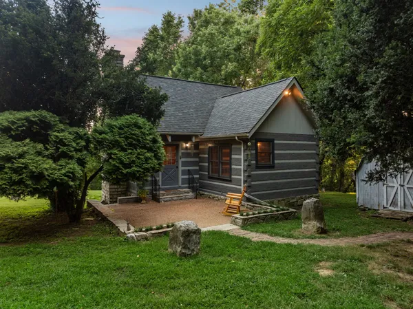 a view of a trees in a yard
