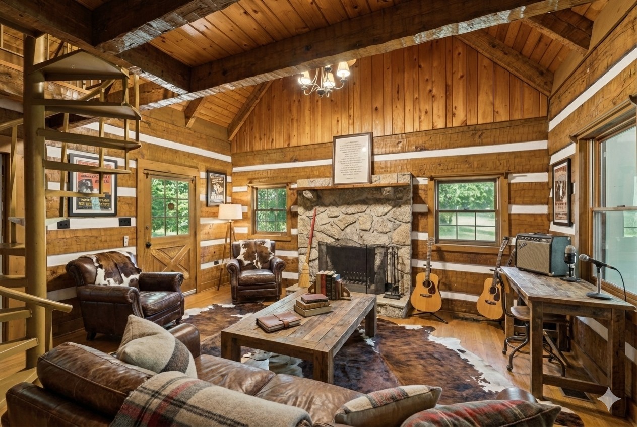 6633 Pinkston Road College Grove, TN 37046 - Photo 39 of 78 a living room with furniture a fireplace and floor to ceiling windows