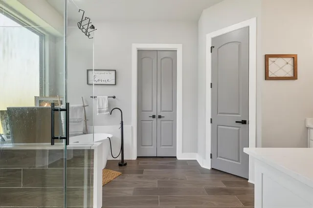 a room with table and chairs