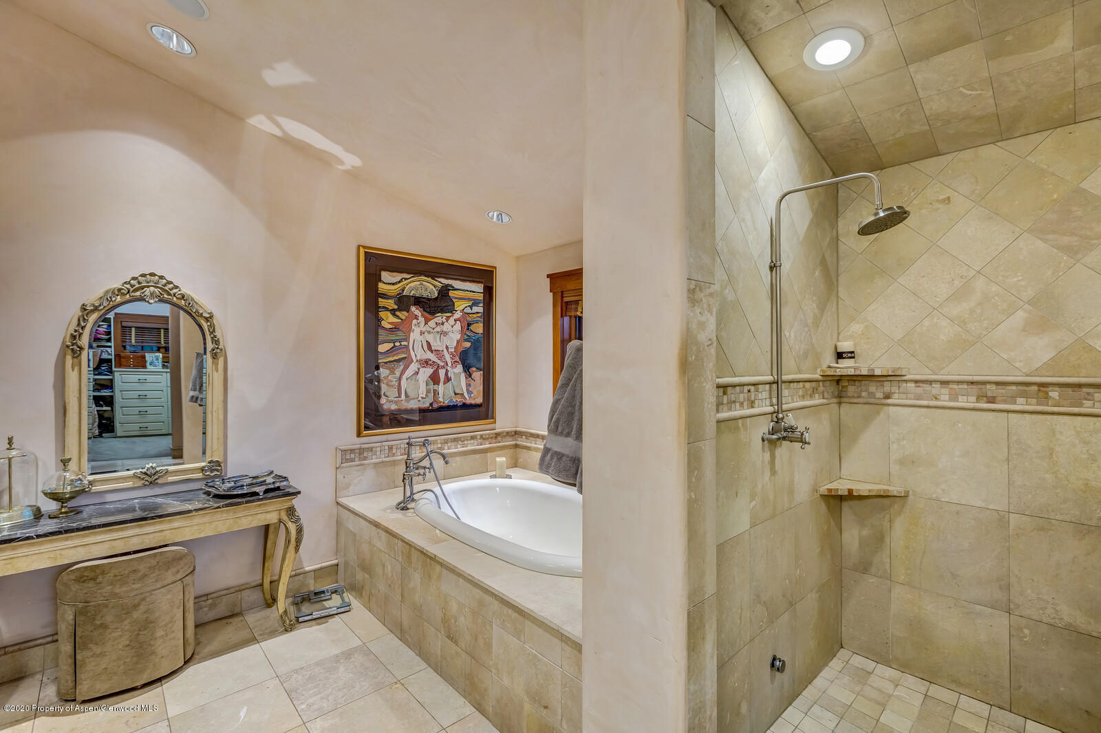 160 Red Rock Road Basalt, CO 81621 - Photo 16 of 45 a bathroom with a granite countertop sink mirror and shower