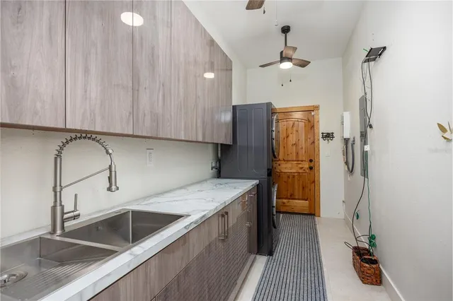 a backyard of a house with lots of green space