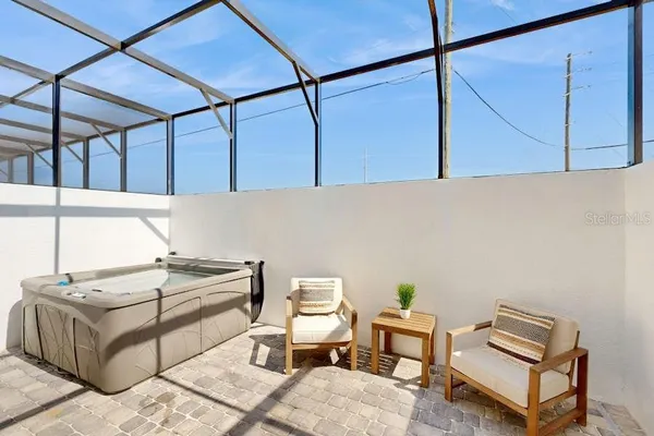 a living room with furniture