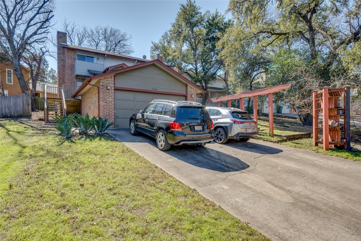 a car parked in front of a house