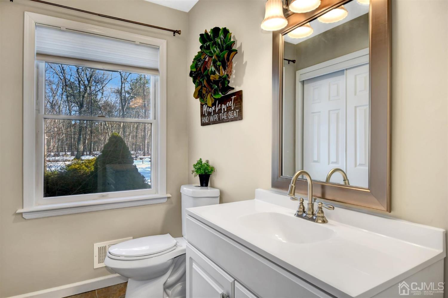 365 Cedar Swamp Road Jackson, NJ 08527 - Photo 17 of 38 a bathroom with a sink a toilet and a mirror