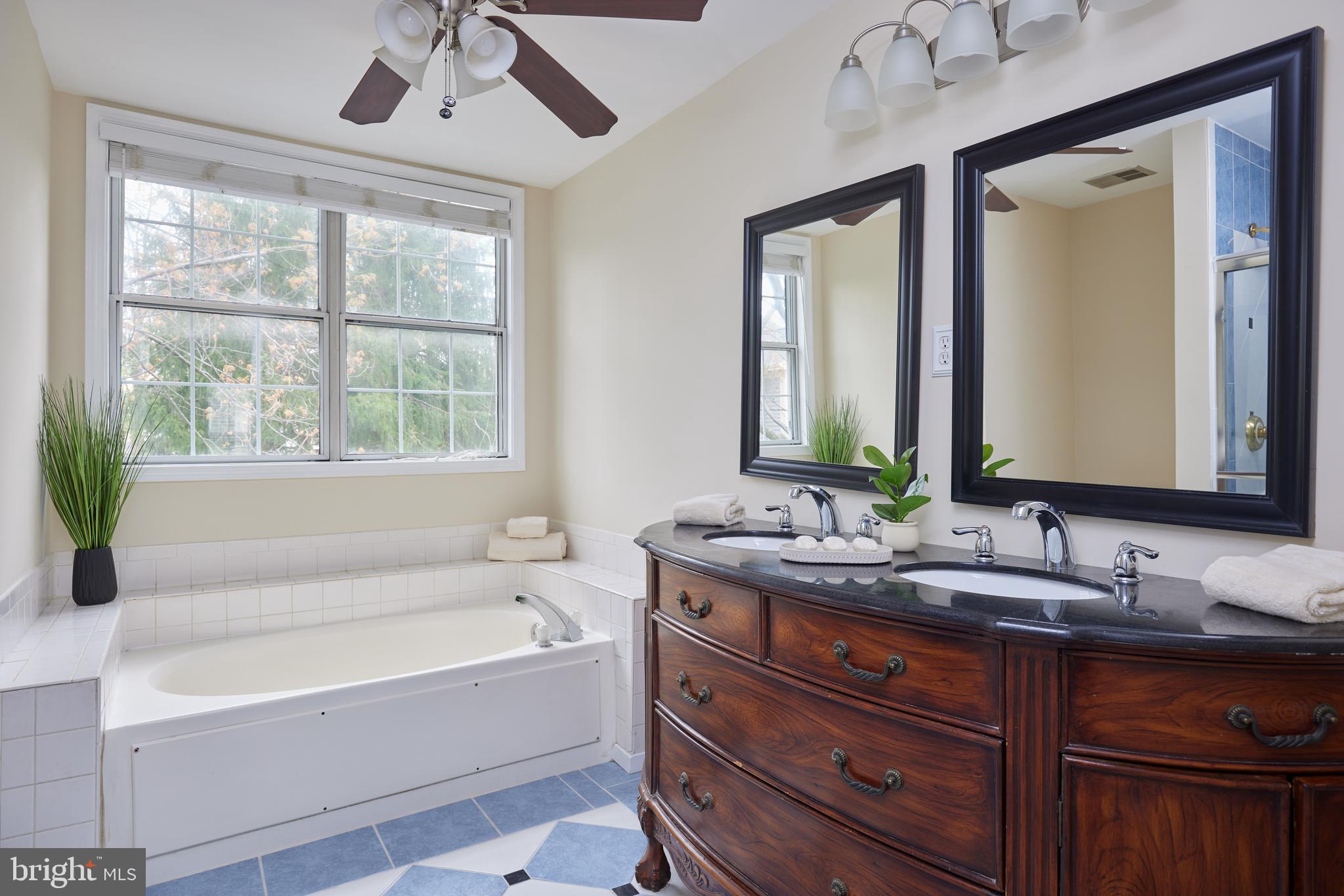 20100 Loading Rock Place Gaithersburg, MD 20886 - Photo 25 of 44 a bathroom with a granite countertop tub sink and mirror