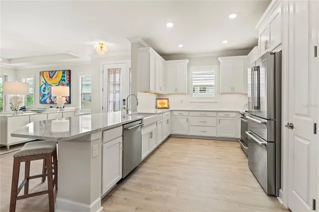 a view of a garden with an outdoor space