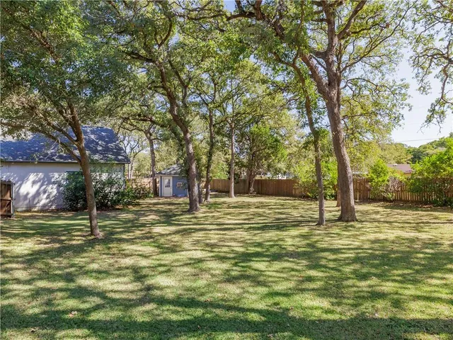 a view of a yard with a tree