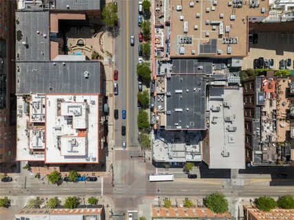 an aerial view of a city