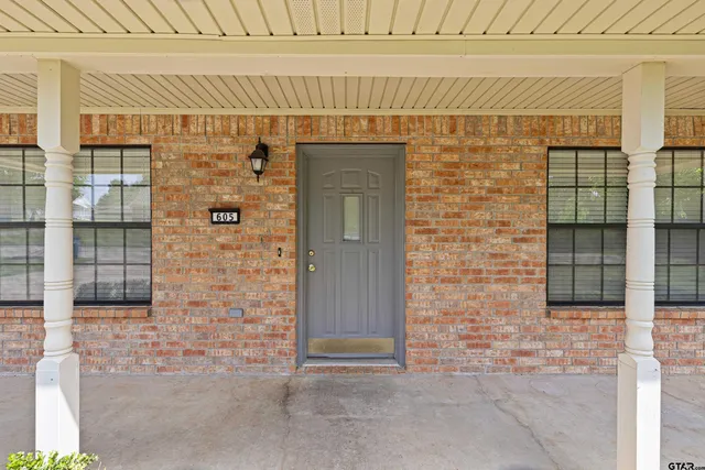 a front view of a building with a shower