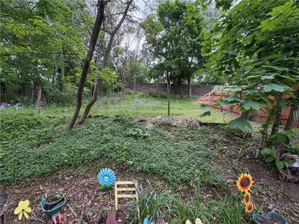 a backyard of a house with lots of green space