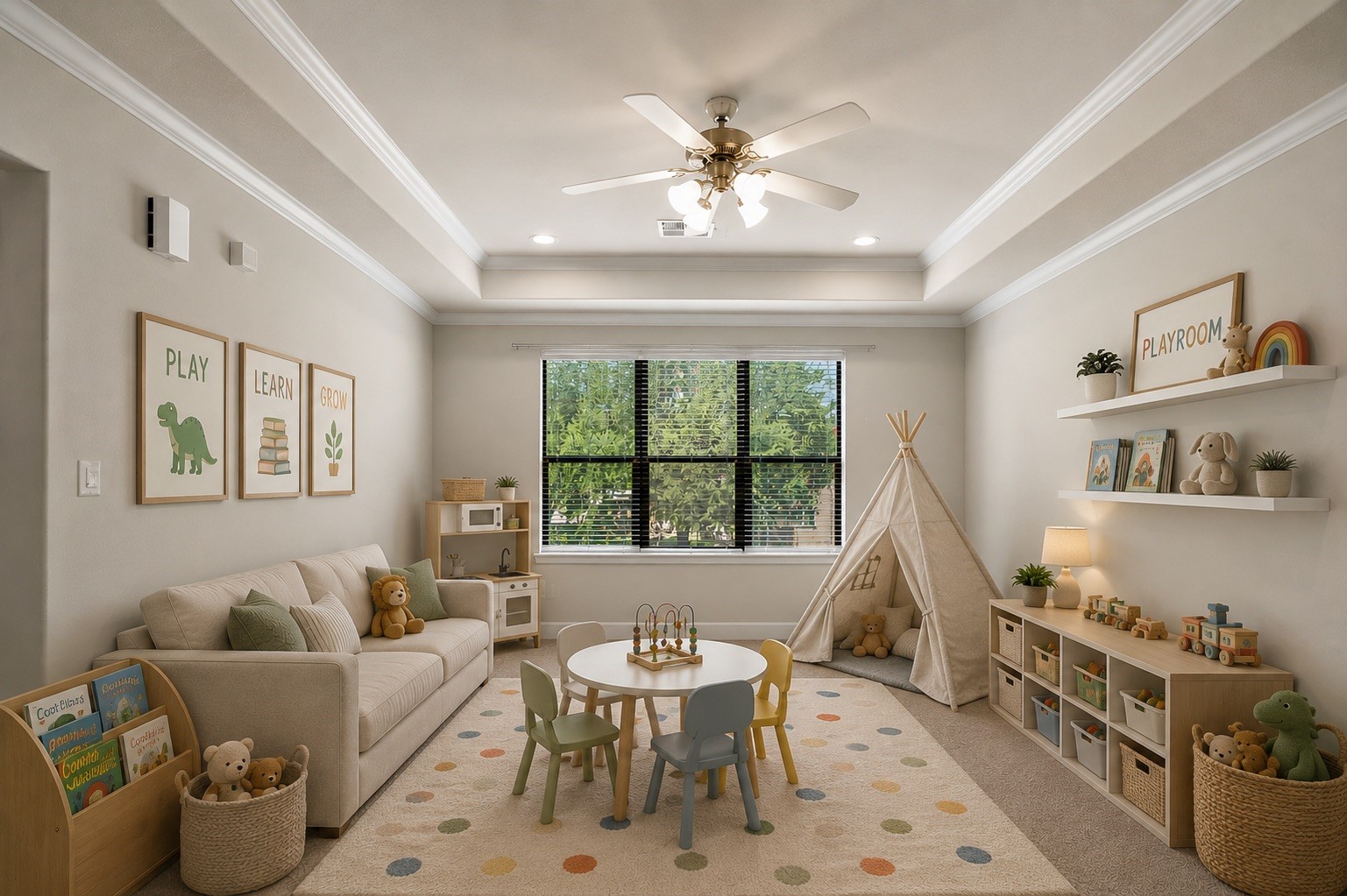 5328 Larkin Street Houston, TX 77007 - Photo 11 of 35 Alternate view of the upstairs flex space that be used as a children's play area. (Picture is an AI Rendering)