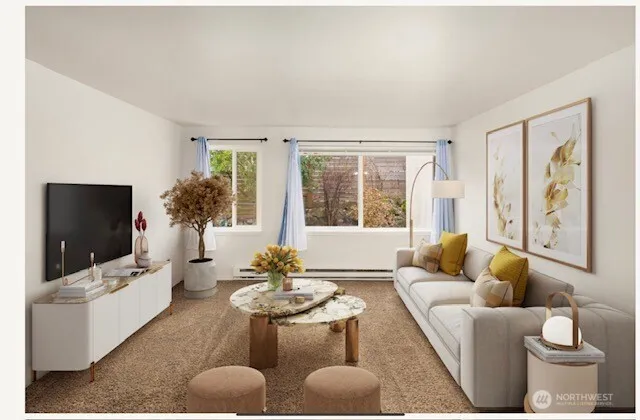 a living room with furniture and a flat screen tv