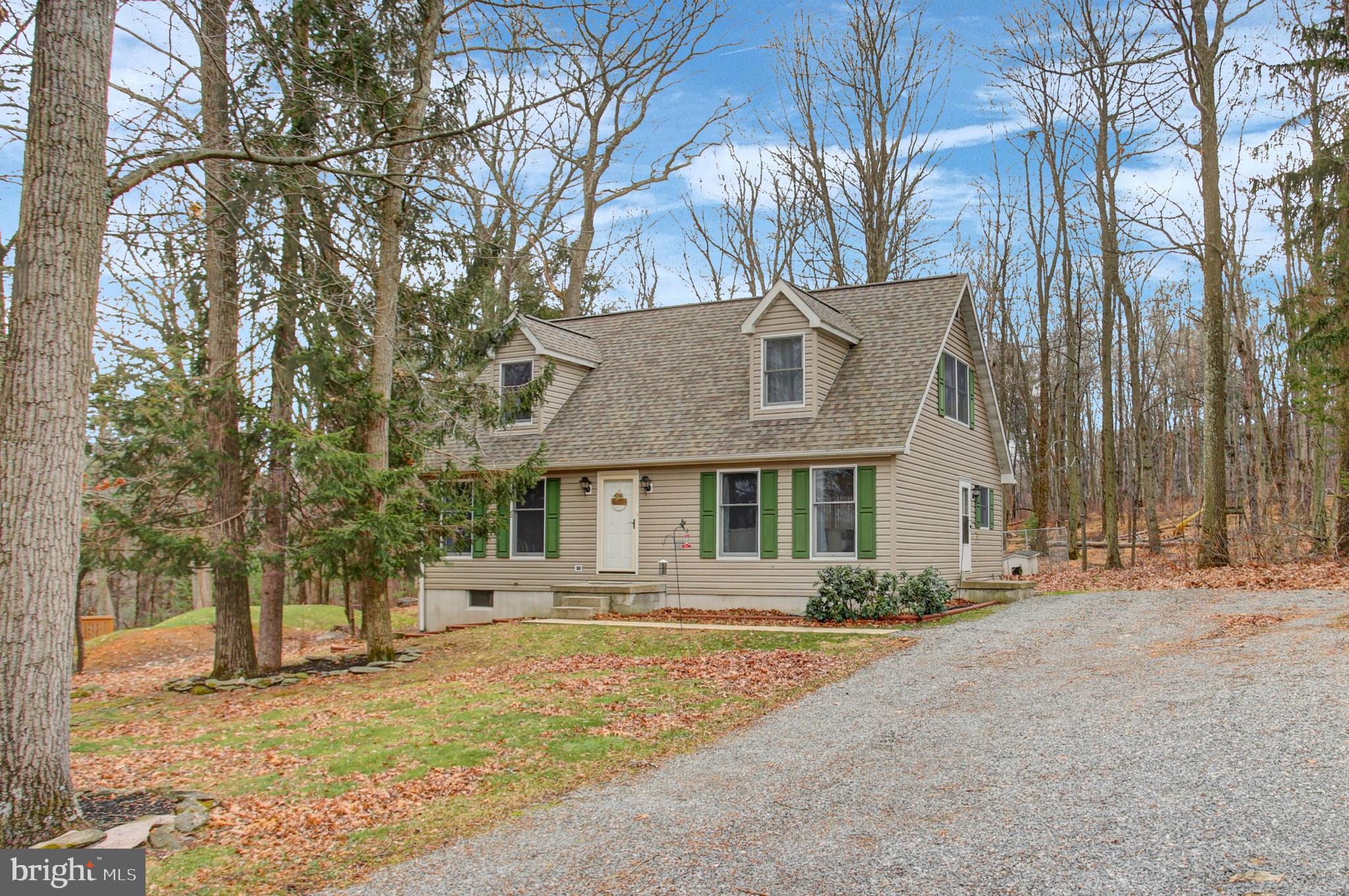 a front view of a house with a yard covered with snow and trees