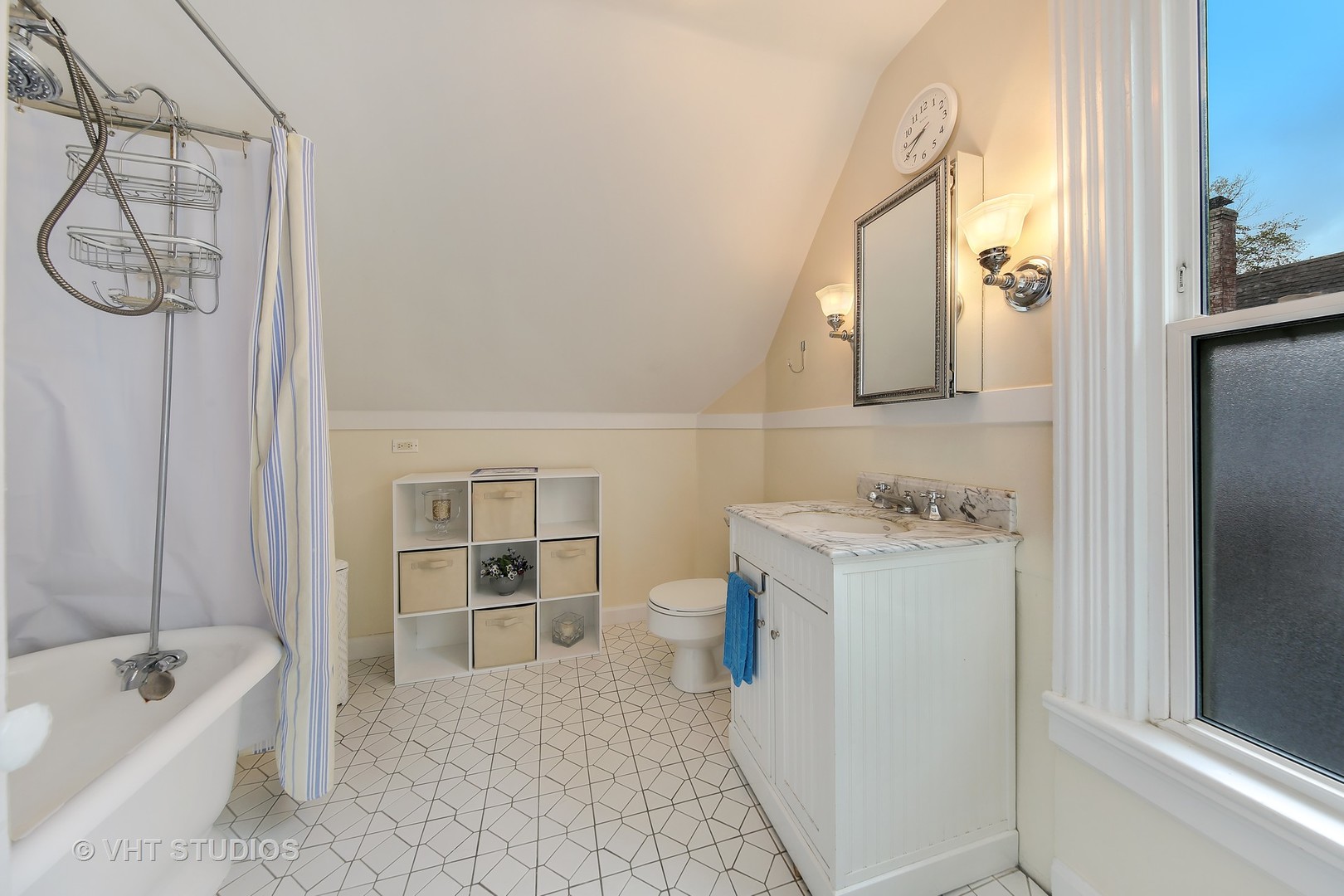 4604 Wolf Road Western Springs, IL 60558 - Photo 19 of 28 a bathroom with a granite countertop sink a toilet and shower