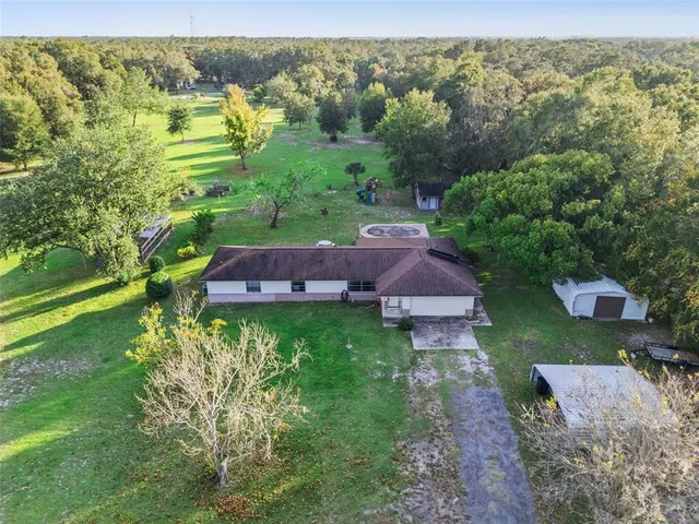 a garden view with a seating space