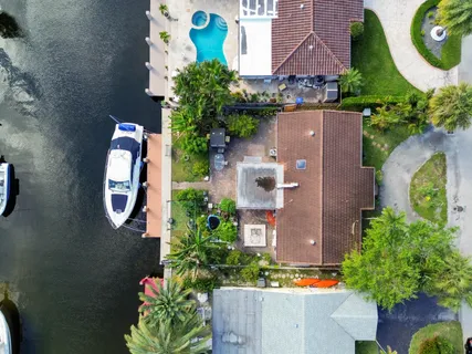 an aerial view of a house