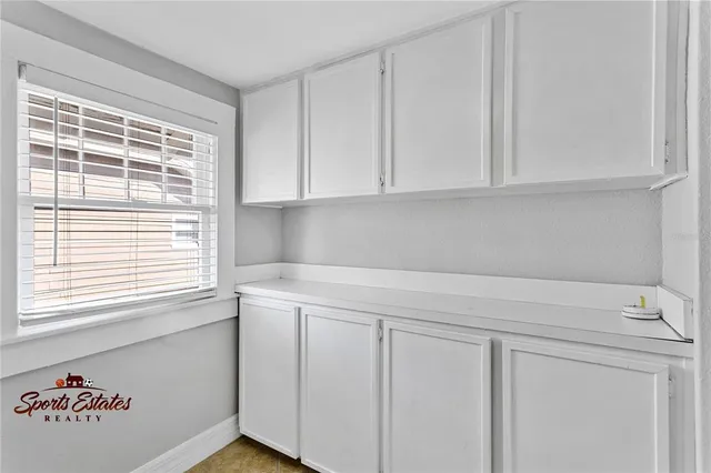 a view of cabinets with window