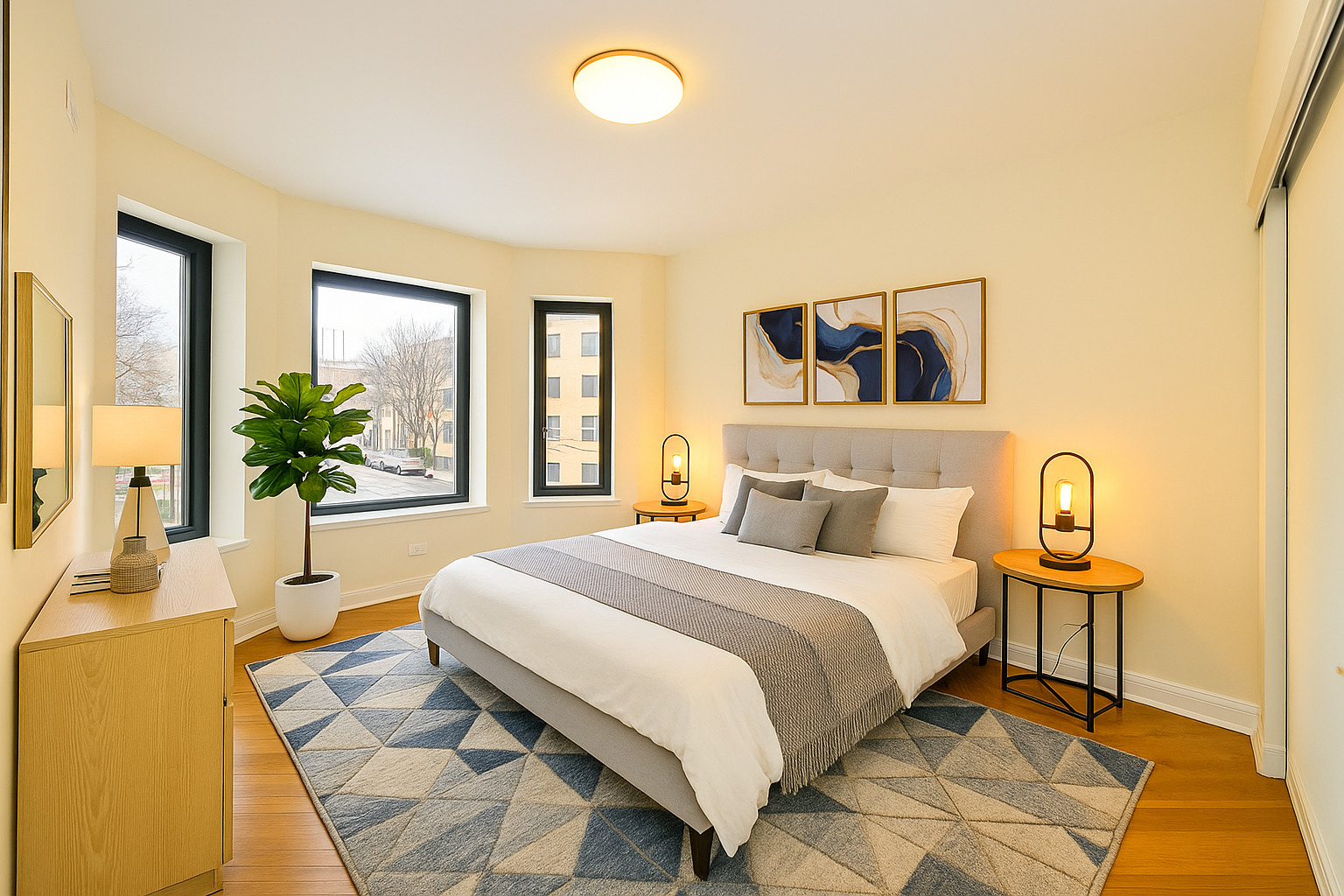 5200 North Winthrop Avenue, Unit 2S Chicago, IL 60640 - Photo 11 of 22 a bedroom with a bed and a painting on the wall