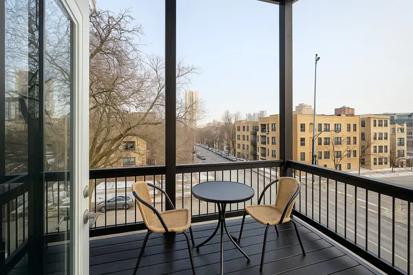 a view of a city from a balcony