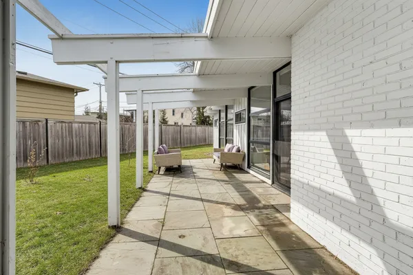 a outdoor living space with furniture