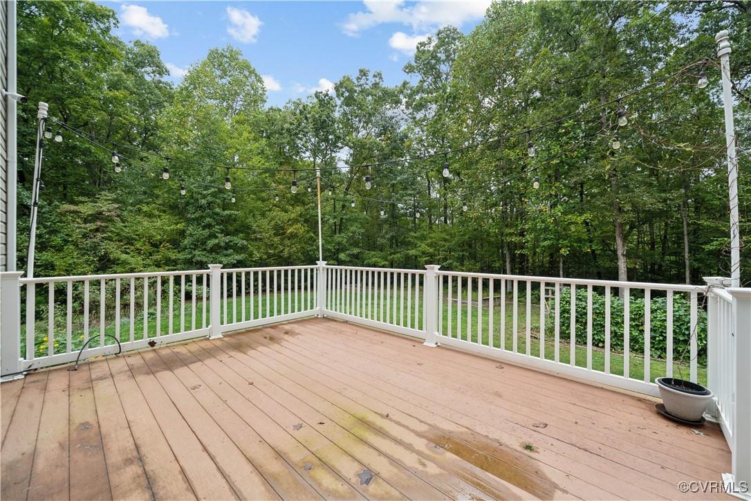 17300 Creekbed Road Chesterfield, VA 23838 - Photo 43 of 49 Rear composite deck with string lights overlooking